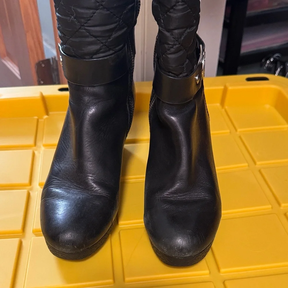 Michael Kors Black Quilted Wedge Boots